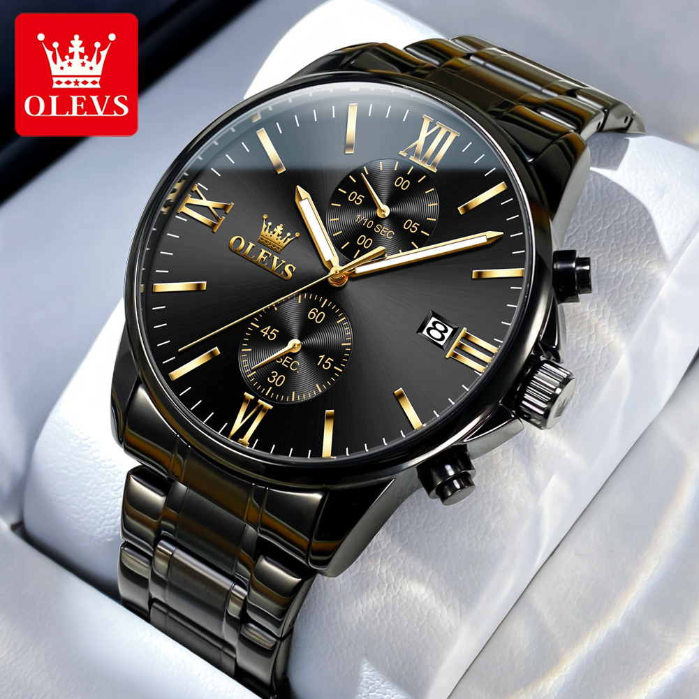 Luxury Watch Investment - OLEVS 2886 ساعة كوارتز سوداء كلاسيكية